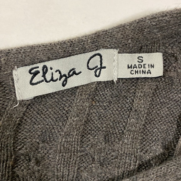 NWT Eliza J Cable Knit Sweater Dress Fit & Flare Medium Gray Size S - Picture 5 of 8